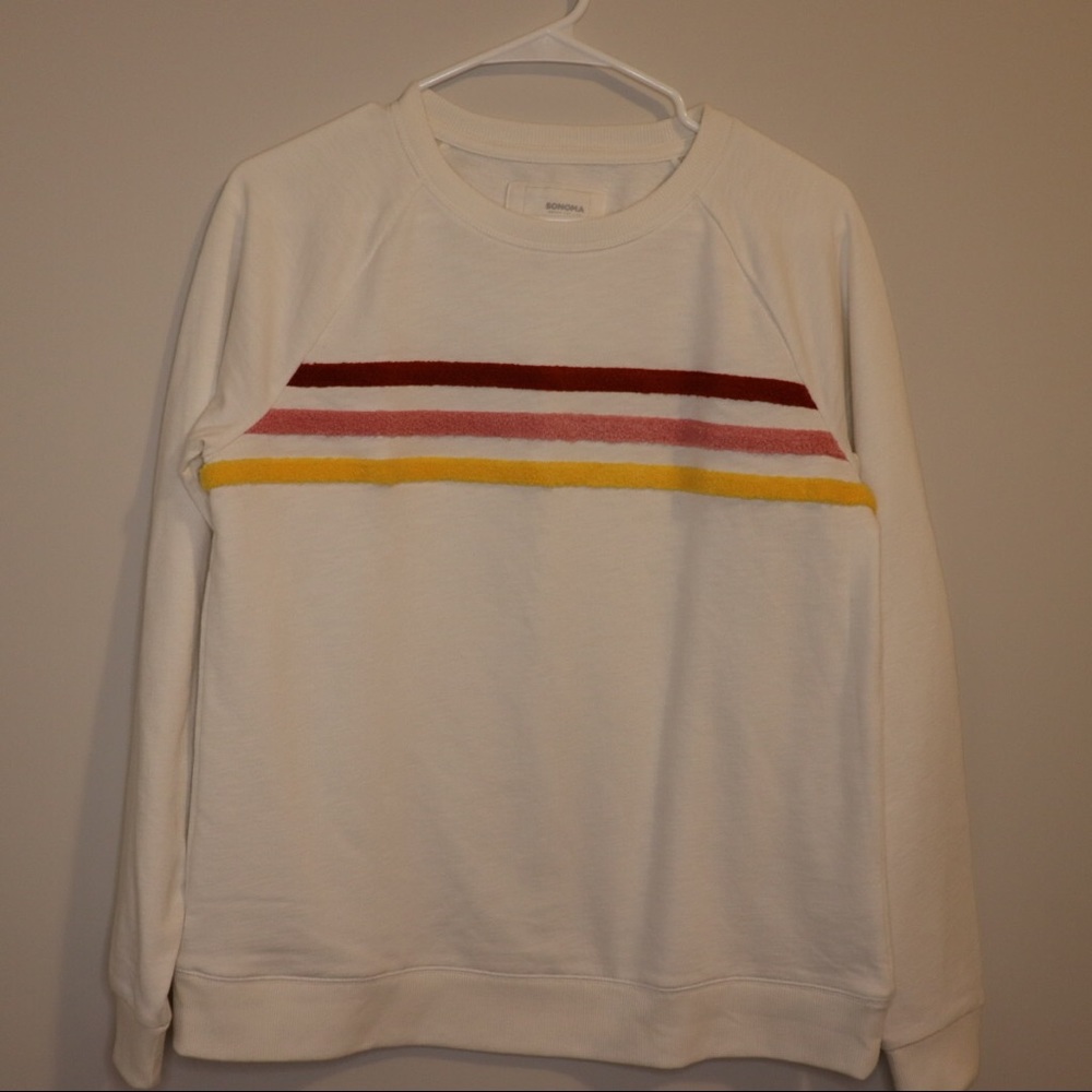 Sonoma White Striped Sweatshirt NWT